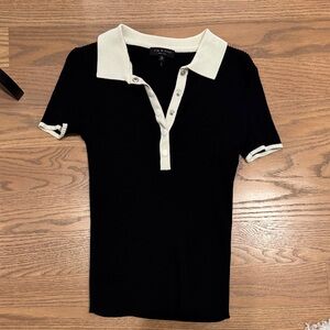 Rag& Bone Black and Cream Button-Down Shirt